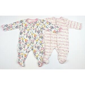 Magnetic Me Lot of 2 Girls Floral Footed Pajamas, Size 0-3 Months, 8-12 Pounds